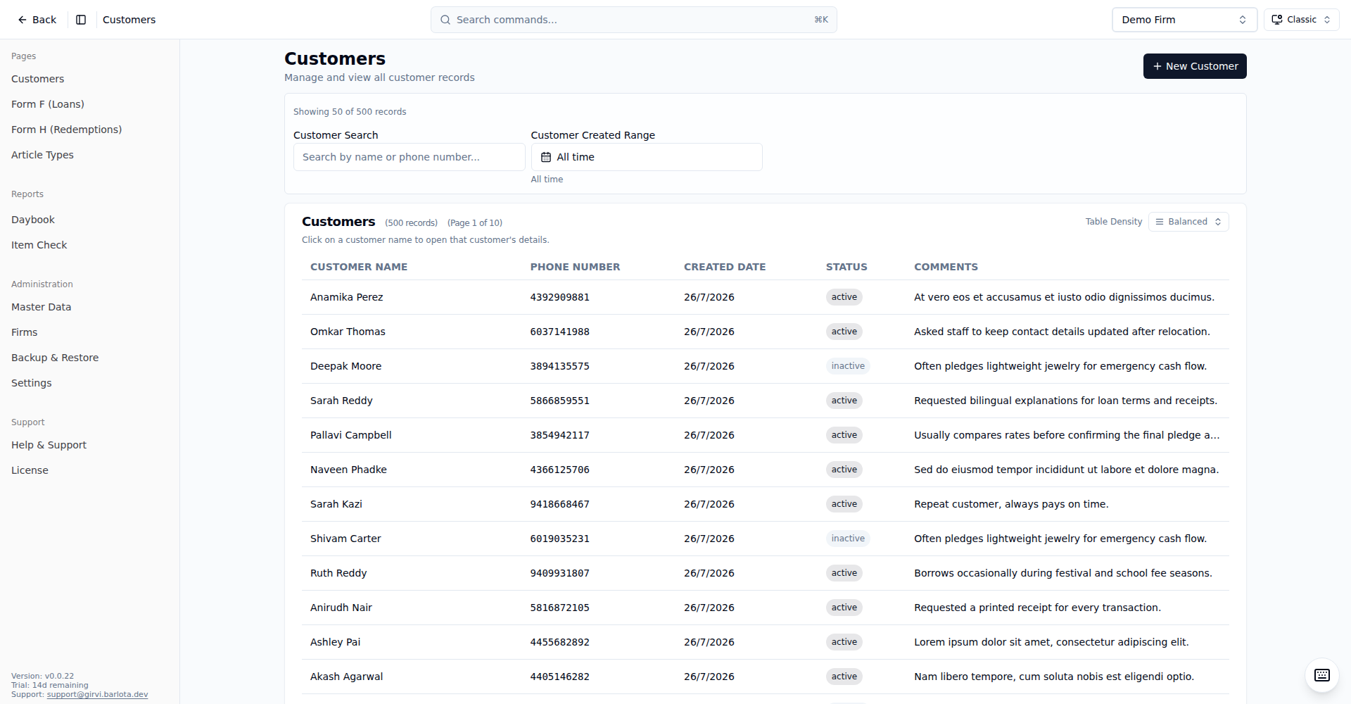 Girvi – Customer management